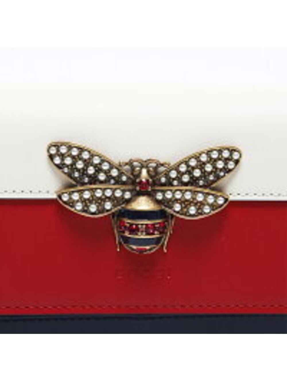 Gucci Queen Margaret White Red Navy Bee-Embellished Chain Crossbody - Picture 6 of 16
